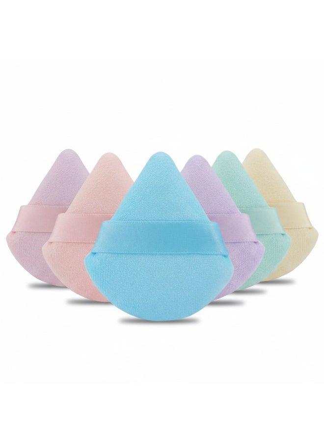 Super-Soft Velvet Triangular Makeup Puffs – Precision Cosmetic Blender Set for Smooth, Natural Finish -6Pcs (Multicolor) - Image 1